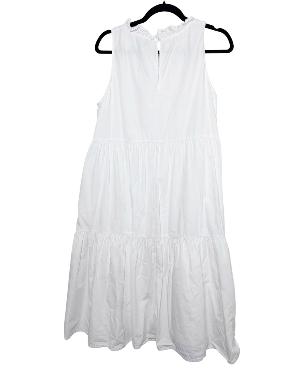 Lake white cotton poplin tiered ruffle neck dress size large sleeveless sundress - Picture 3 of 9
